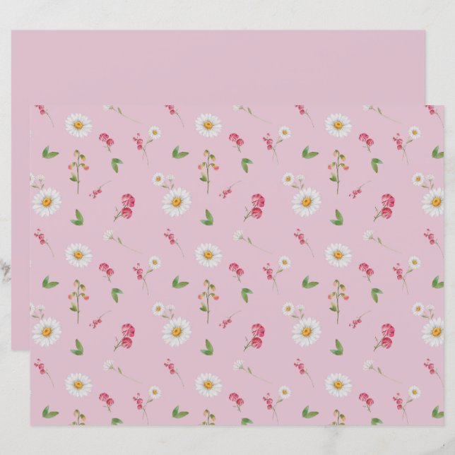 April Birth Flower Daisy Sweet Pea Scrapbook Paper (Frente/Verso)