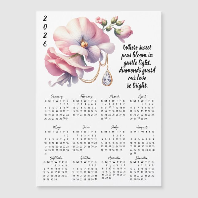 April Birth Flower & Stone Calendar (Frente)
