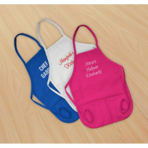 Apron de crianças bordadas cor-de-rosa, brancas ou