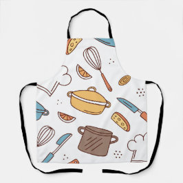 Apron de doodle de cozinha alegre
