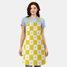 Apron de Impressão All-Over Verificado Amarelo