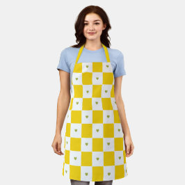 Apron de Impressão All-Over Verificado Amarelo