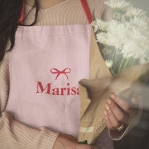 Apron de nome de Arco rosa e vermelho personalizad