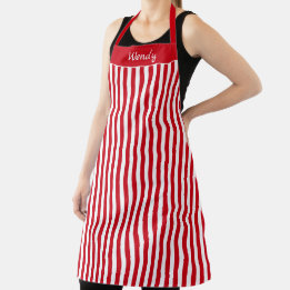 Apron de padrão vermelho e branco listrado