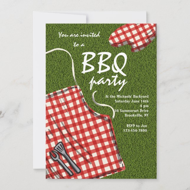 Apron Ready para um Convite de CHURRASCO (Frente)