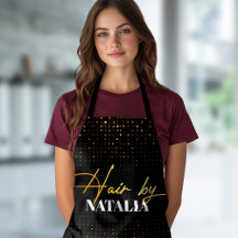 Apron Stylist de Cabelos Sparkle Preto e Dourado E