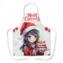 Aprons linda garota de natal polca vermelha