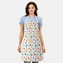 Aprons manchados com desenhos de utensílios de coz