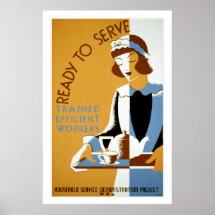 Apronte para servir o poster de WPA do vintage
