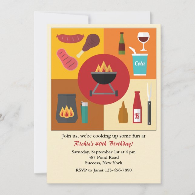 Apronte para um convite do Cookout (Frente)