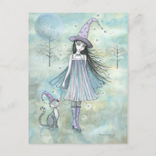 Aproveitando a Noite  Cartão Postal da Gata Bruxa