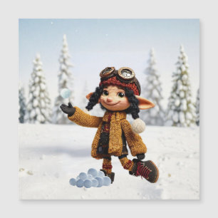 Aproveitando um Dia de Neve Carta Magnética