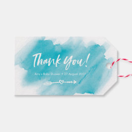 Aqua azul-aquarela Obrigado etiquetas | Marcas de 