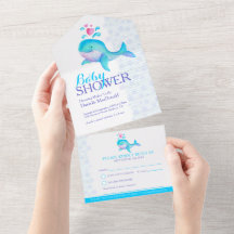 aqua azul-baleia chá de fraldas