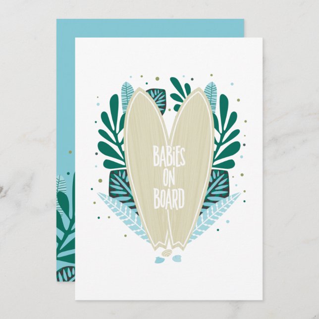 Aqua Baby Em Conselho Twins Convite Para Chá de fr (Frente/Verso)