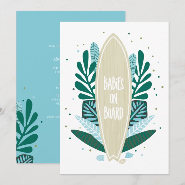 Aqua Baby Em Conselho Twins Convite Para Chá de fr (Frente/Verso)