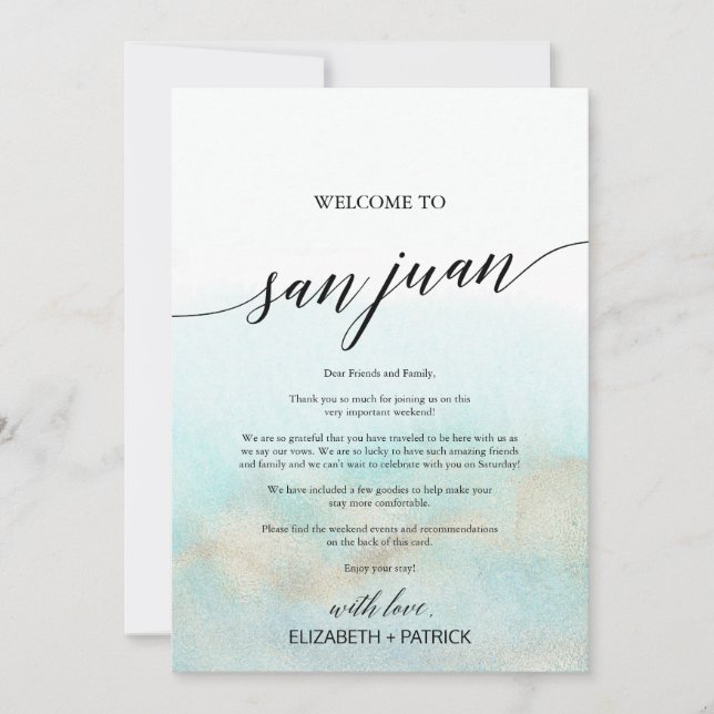 Aqua Beach San Juan - Carta de Boas-vindas e Itine (Frente)