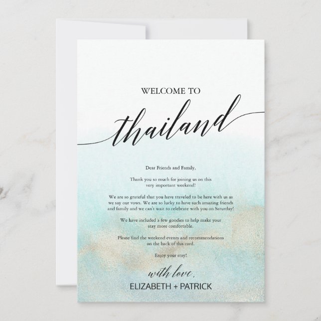 Aqua Beach Tailândia - Carta de Boas-vindas e Itin (Frente)