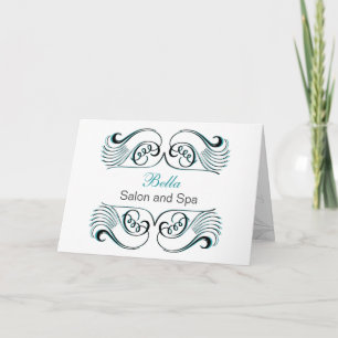 aqua Black & white Chic Business Obrigado Cartões