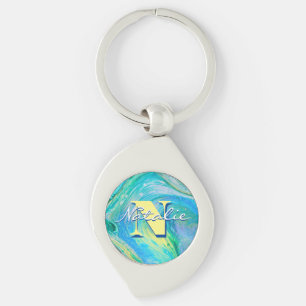 Aqua Blue Acrylic Flow Art Chaveiro