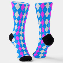 AQUA BLUE & MAGENTA PINK Argyle Meias