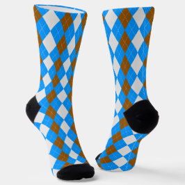 AQUA BLUE & MOCHA BROWN Argyle Meias