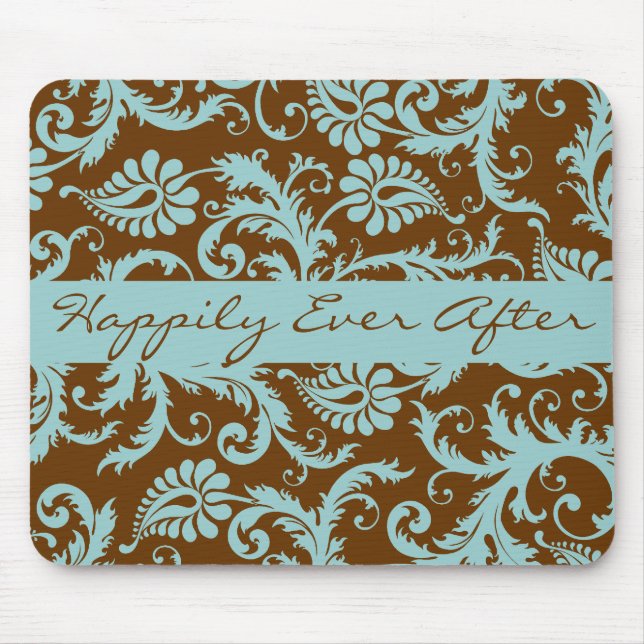 Aqua Blue no Brown Wedding Mousepad Gifts (Frente)