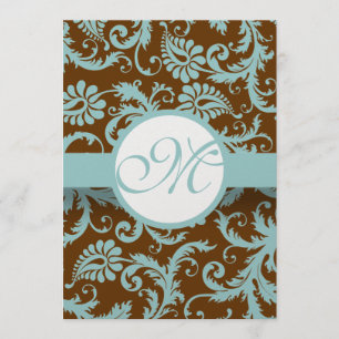 Aqua Blue no menu Brown Casamento tema damasco