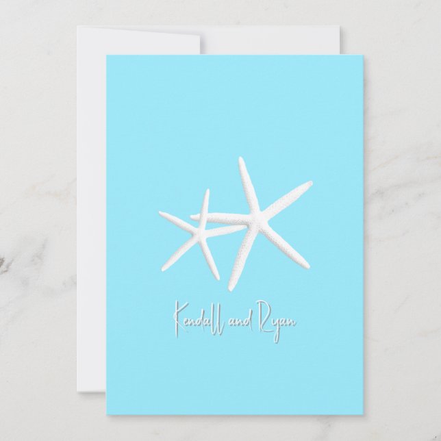 Aqua Blue Starfish — Convites de casamento em prai (Frente)