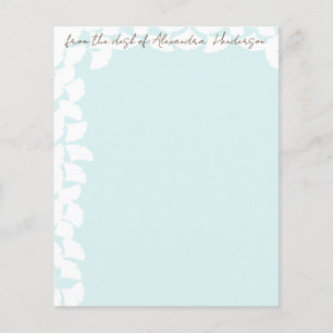 Aqua Blue White Ginkgo Folheto Folha