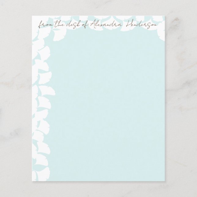 Aqua Blue White Ginkgo Folheto Folha (Frente)
