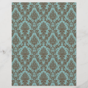 Aqua Chocolate Damask