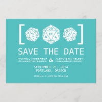 Aqua D20 Dice Gamer Salve o Convite de Data