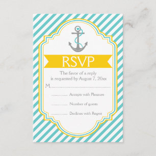 Aqua da âncora, RSVP wedding náutico amarelo