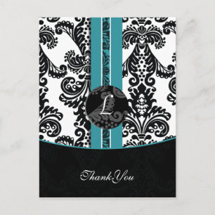 aqua damask Obrigado Cartões