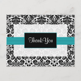aqua damask Obrigado Cartões