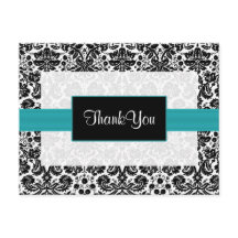 aqua damask Obrigado Cartões