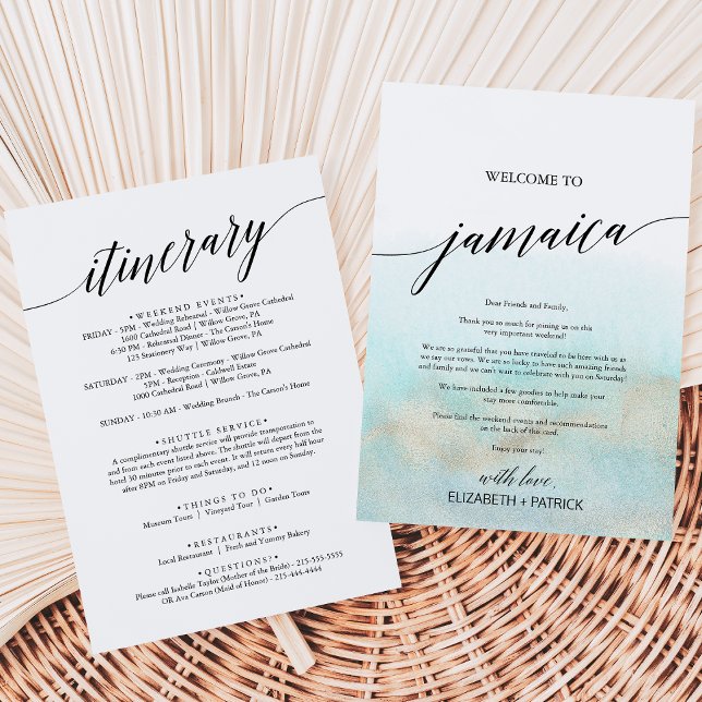 Aqua Dourada Beach Jamaica Welcome Letter & Itiner (Criador carregado)