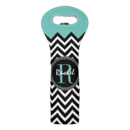 Aqua e Chevron preto Monogrammed