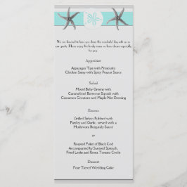 Aqua e Cinza Starfish Menu Casamento