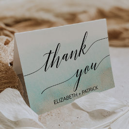 Aqua e Dourado Cartões de agradecimentos de praia