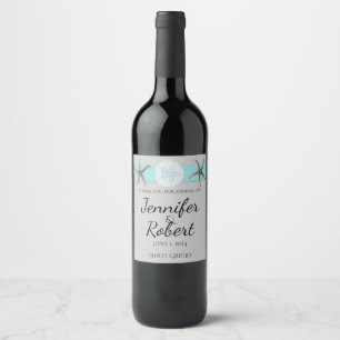 Aqua e etiqueta cinzenta do vinho da estrela do