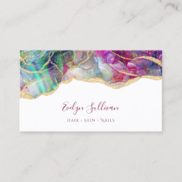 Aqua e fuchsia opal cartão de visita