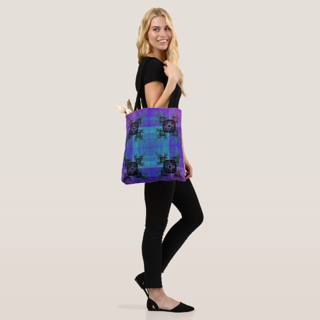 Aqua e Lilac Fractal Joy Tote Bag (No(a) Modelo)