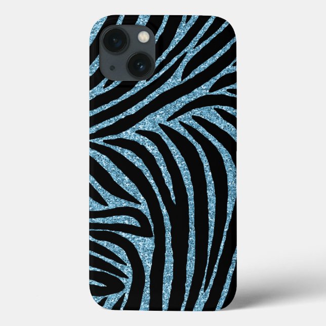 Aqua Faux Glitter Zebra Print (Verso)
