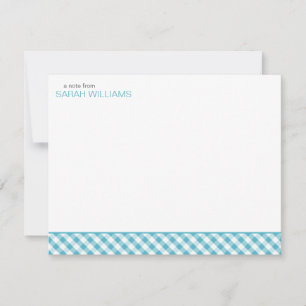 Aqua Gingham Pattern Flat Obrigado Notas