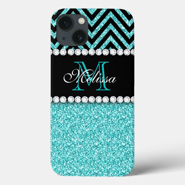 AQUA GLITTER BLACKEVRON MONOGRAM (Verso)