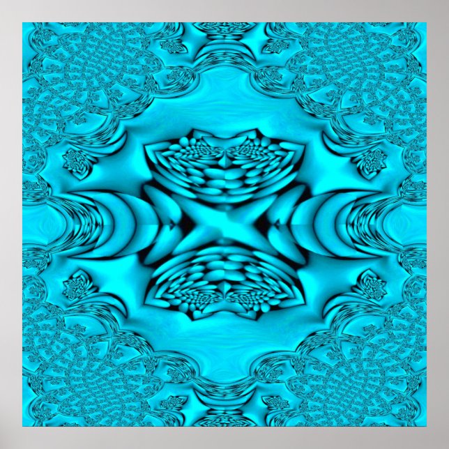 Aqua Glow Fractal Rosa Impressão (Frente)