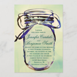 Aqua Green Rustic Mason Jar Casamentos Convites