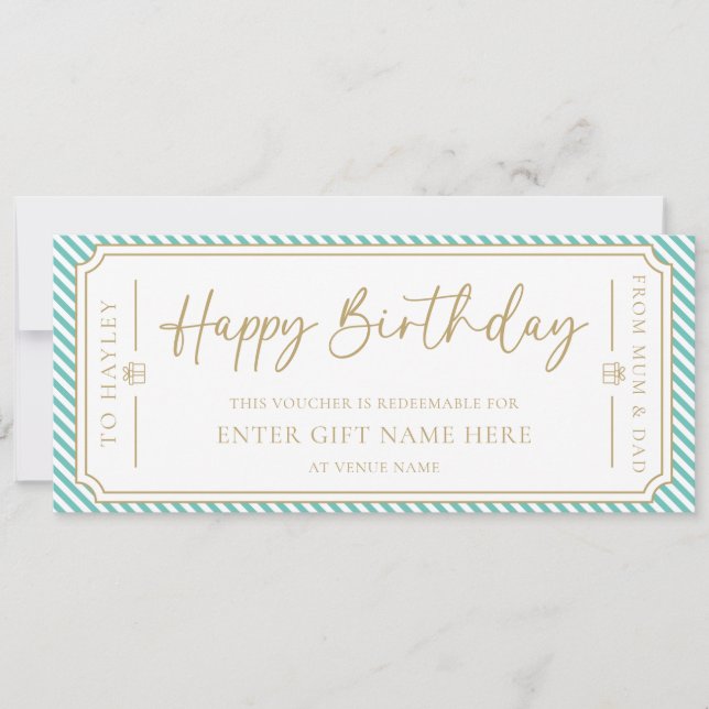 Aqua Happy Birthday - Cartão de Voucher (Frente)